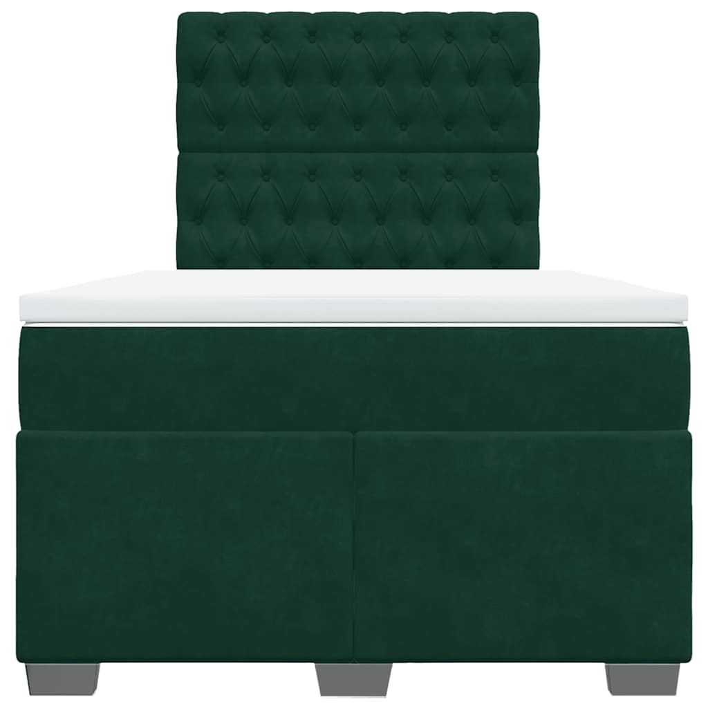 Κρεβάτι Boxspring με Στρώμα Σκούρο Πράσινο 120x190εκ. Βελούδινο - Pakobazaar
