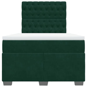 Κρεβάτι Boxspring με Στρώμα Σκούρο Πράσινο 120x190εκ. Βελούδινο - Pakobazaar