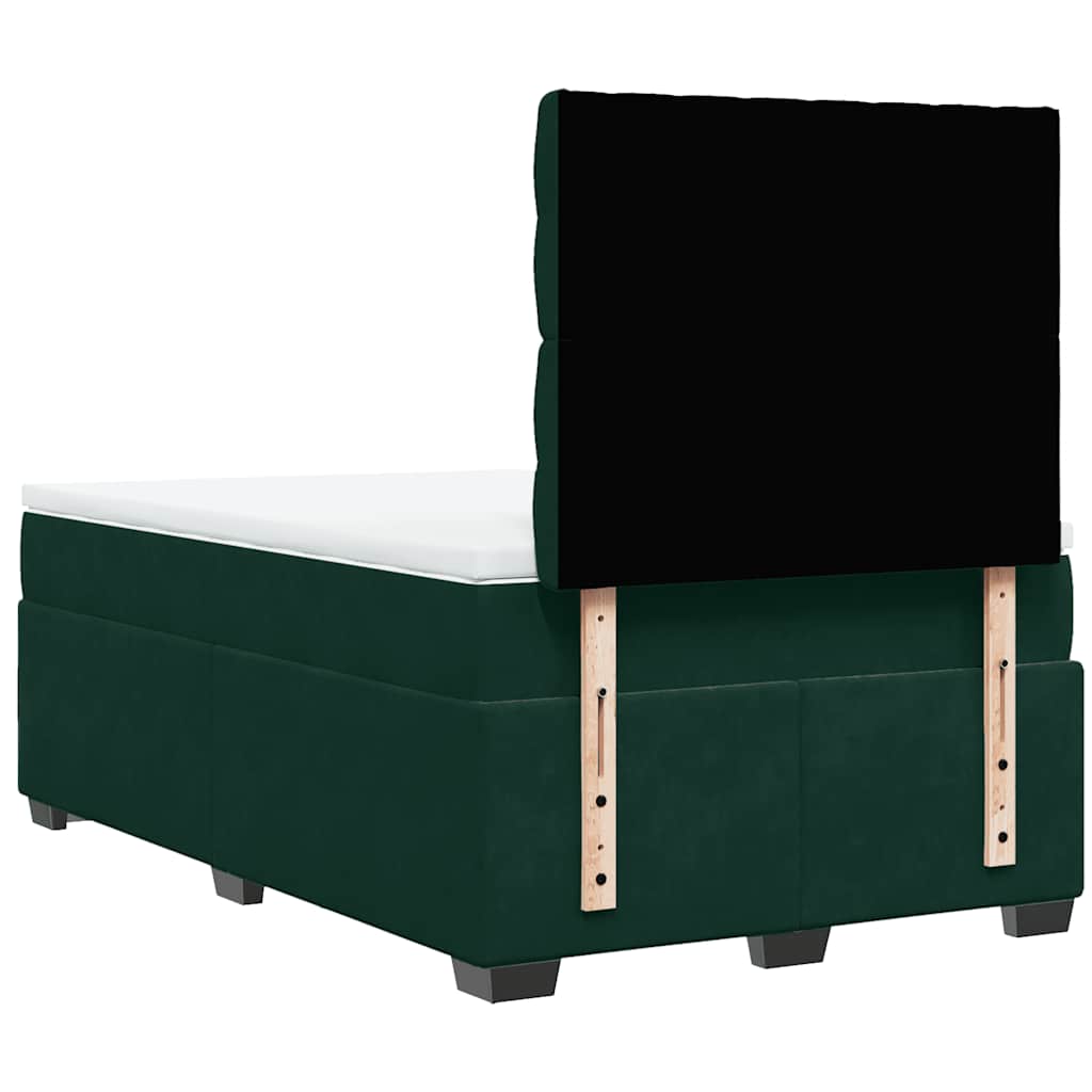 Κρεβάτι Boxspring με Στρώμα Σκούρο Πράσινο 120x190εκ. Βελούδινο - Pakobazaar