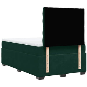Κρεβάτι Boxspring με Στρώμα Σκούρο Πράσινο 120x190εκ. Βελούδινο - Pakobazaar