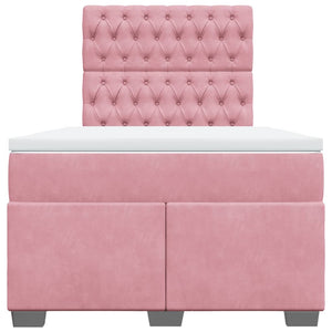 Κρεβάτι Boxspring με Στρώμα Ροζ 120x190 εκ. Βελούδινο