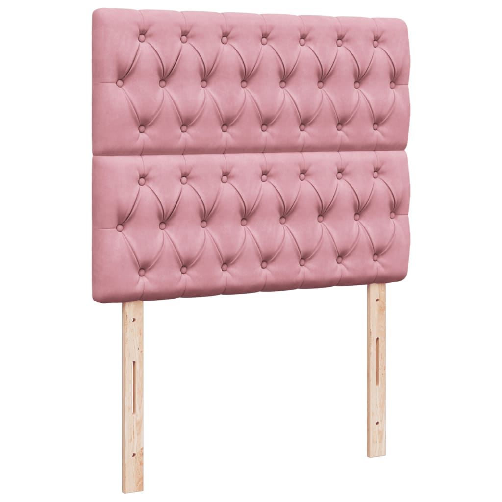 Κρεβάτι Boxspring με Στρώμα Ροζ 120x190 εκ. Βελούδινο