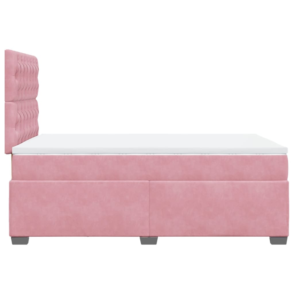 Κρεβάτι Boxspring με Στρώμα Ροζ 120x190 εκ. Βελούδινο