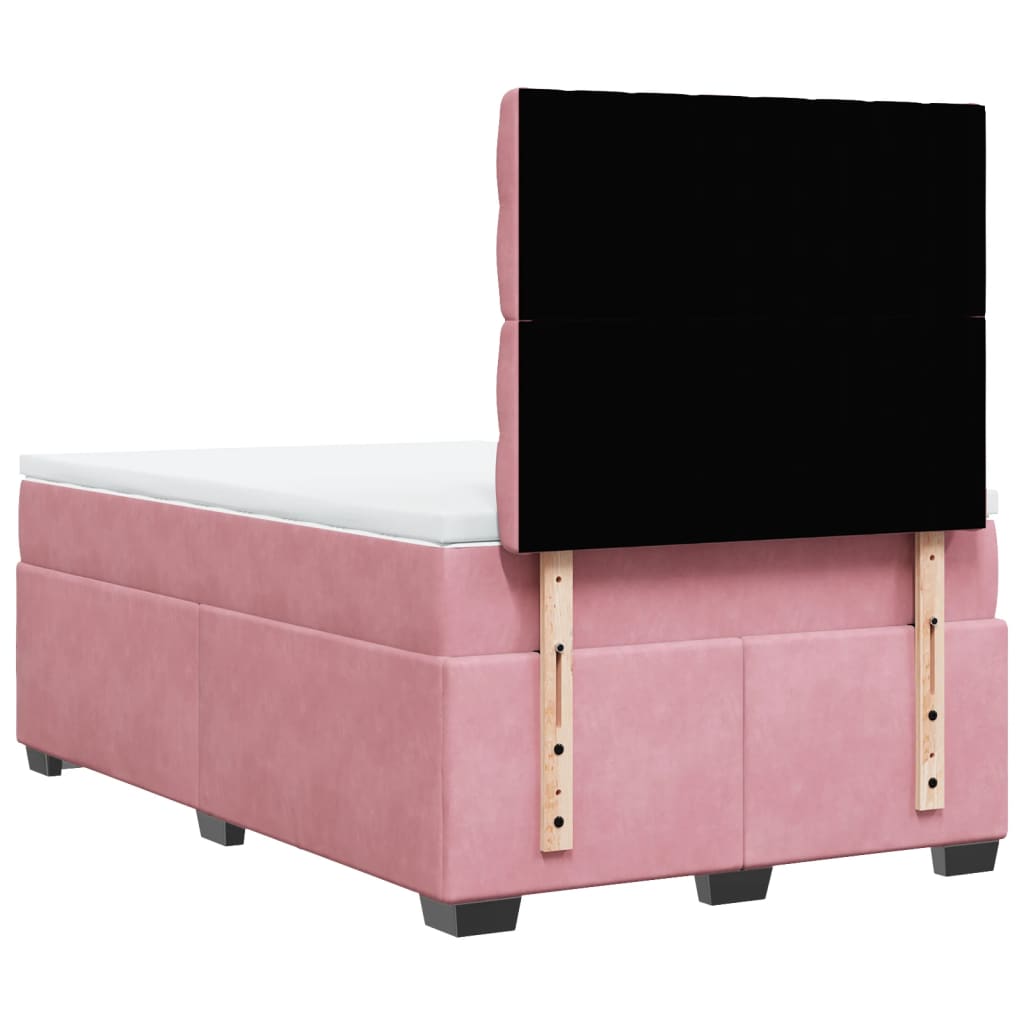 Κρεβάτι Boxspring με Στρώμα Ροζ 120x190 εκ. Βελούδινο