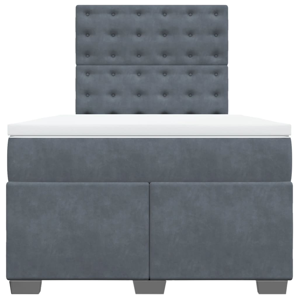 Κρεβάτι Boxspring με Στρώμα Σκούρο Γκρι 120x190 εκ. Βελούδινο