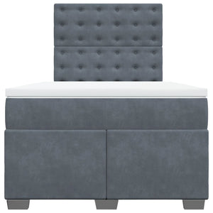 Κρεβάτι Boxspring με Στρώμα Σκούρο Γκρι 120x190 εκ. Βελούδινο