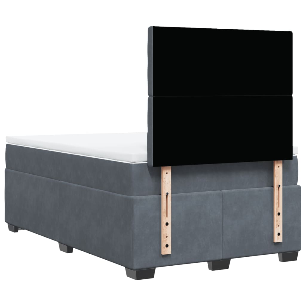 Κρεβάτι Boxspring με Στρώμα Σκούρο Γκρι 120x190 εκ. Βελούδινο
