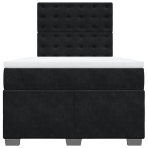 Κρεβάτι Boxspring με Στρώμα Μαύρο 120x190 εκ. Βελούδινο