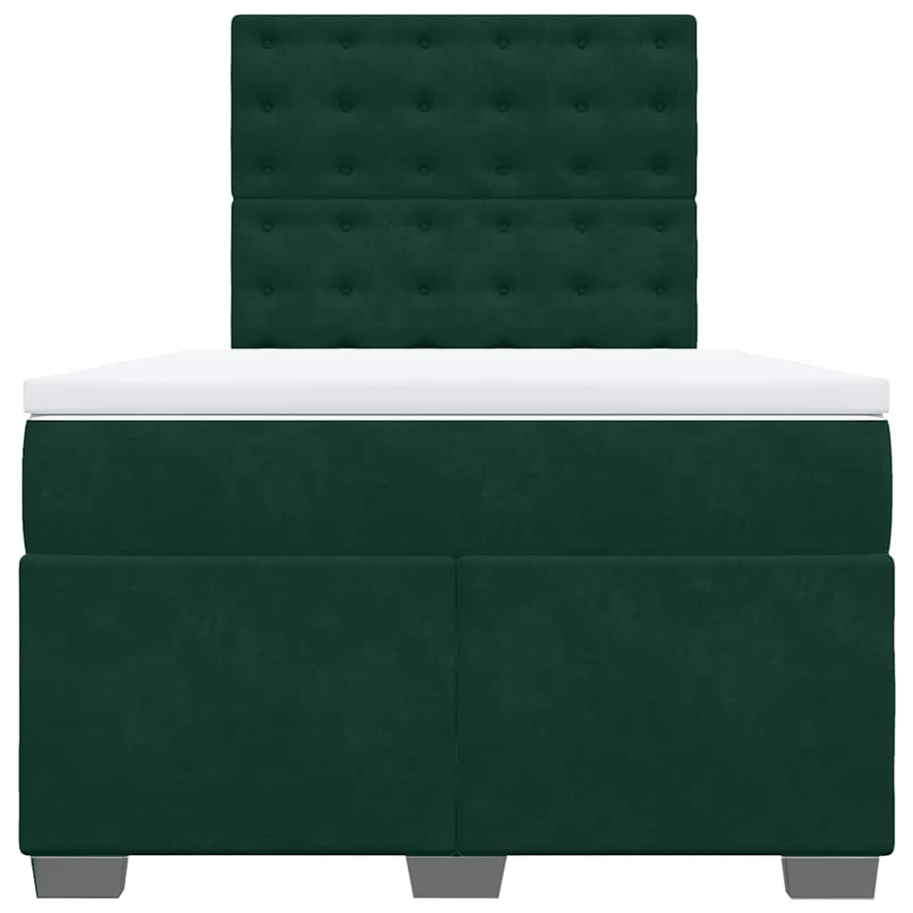 Κρεβάτι Boxspring με Στρώμα Σκούρο Πράσινο 120x190εκ. Βελούδινο