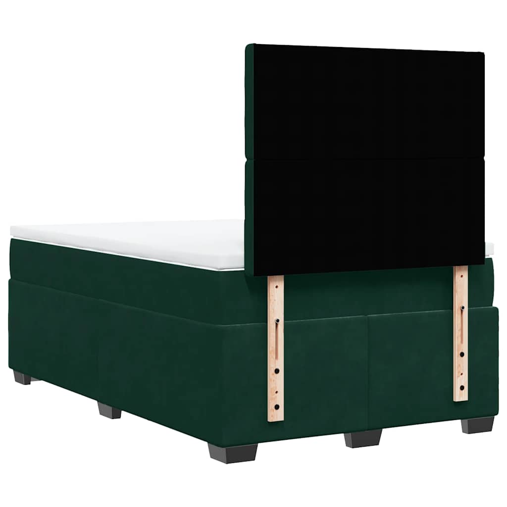 Κρεβάτι Boxspring με Στρώμα Σκούρο Πράσινο 120x190εκ. Βελούδινο