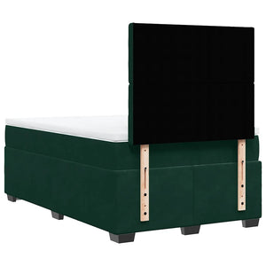 Κρεβάτι Boxspring με Στρώμα Σκούρο Πράσινο 120x190εκ. Βελούδινο