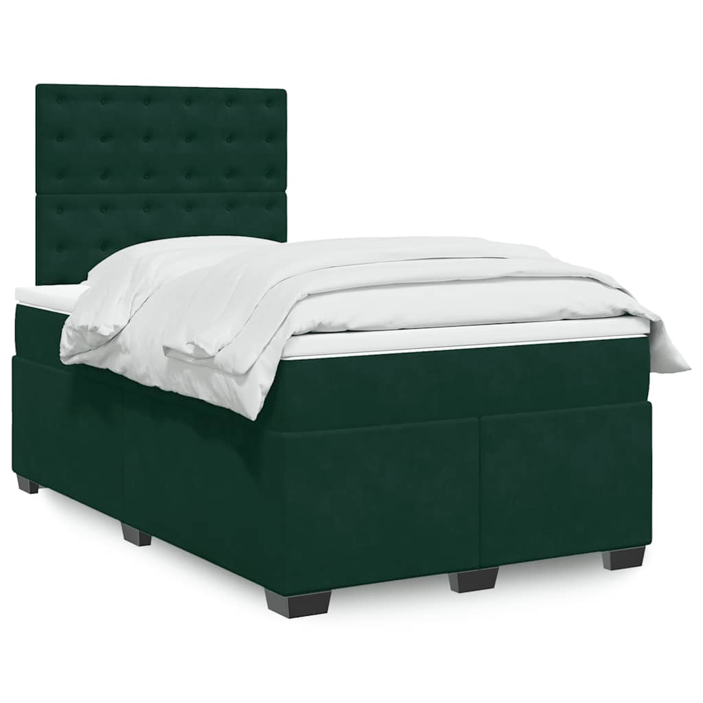 Κρεβάτι Boxspring με Στρώμα Σκούρο Πράσινο 120x190εκ. Βελούδινο
