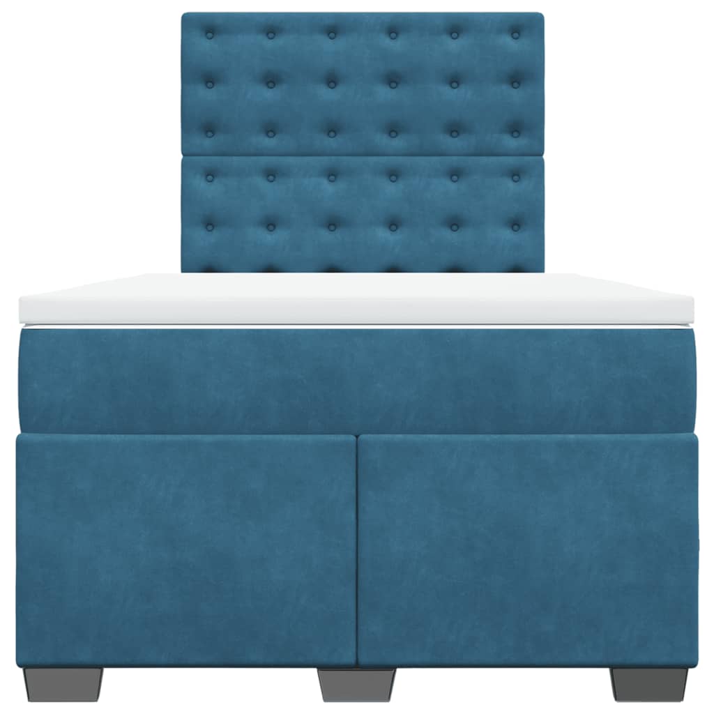 Κρεβάτι Boxspring με Στρώμα Μπλε 120x190 εκ. Βελούδινο