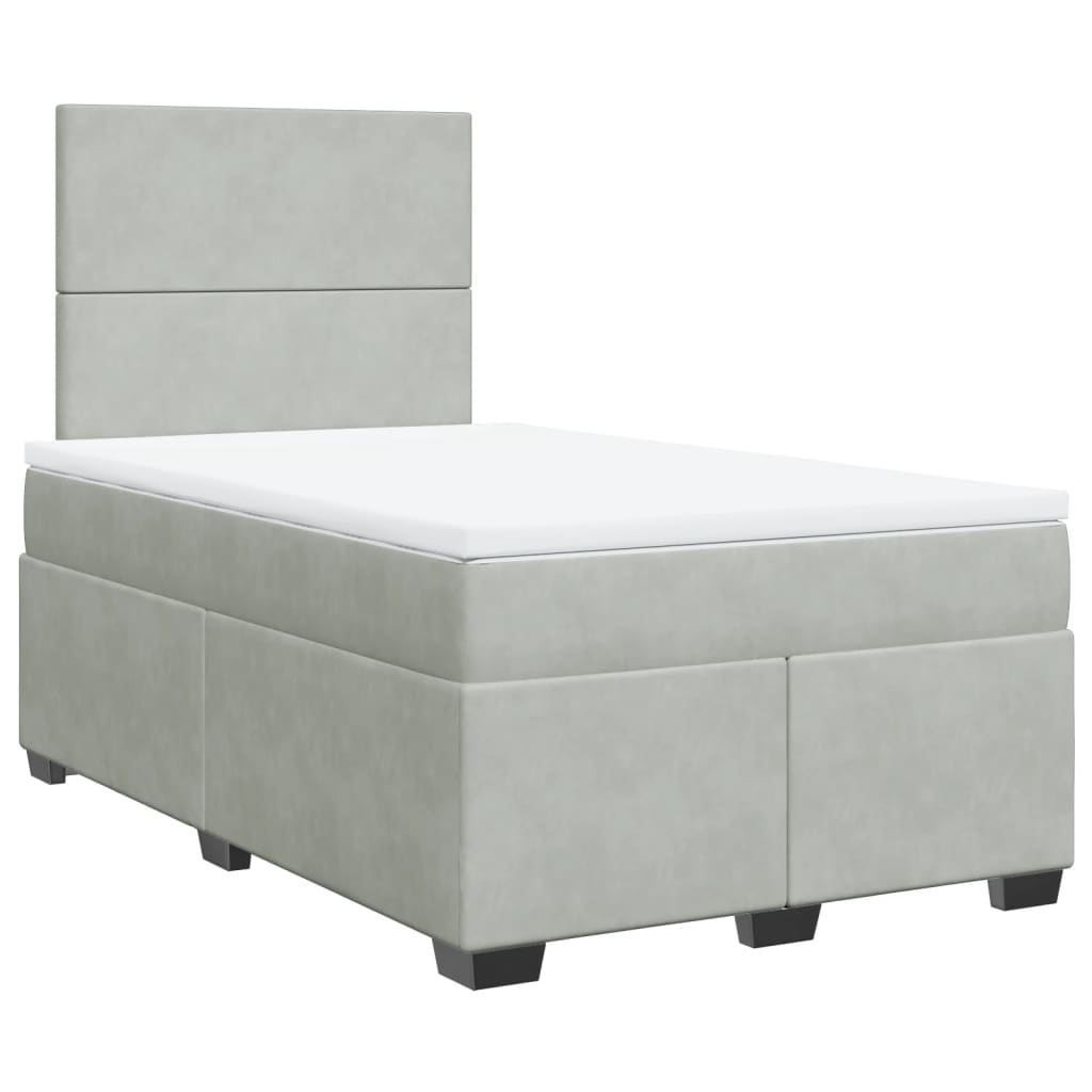 Κρεβάτι Boxspring με Στρώμα Ανοιχτό Γκρι 120x200 εκ. Βελούδινο
