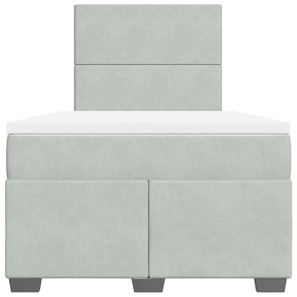 Κρεβάτι Boxspring με Στρώμα Ανοιχτό Γκρι 120x200 εκ. Βελούδινο