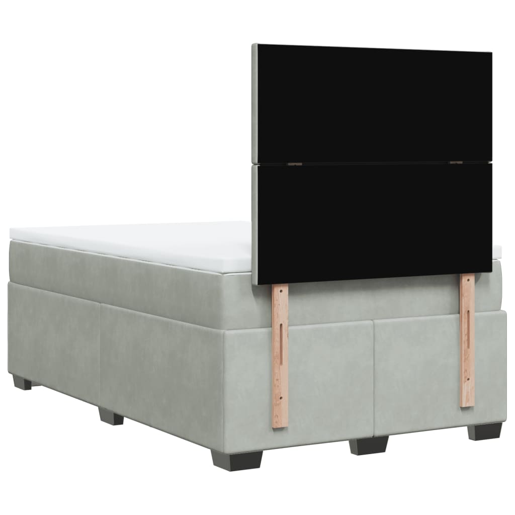Κρεβάτι Boxspring με Στρώμα Ανοιχτό Γκρι 120x200 εκ. Βελούδινο