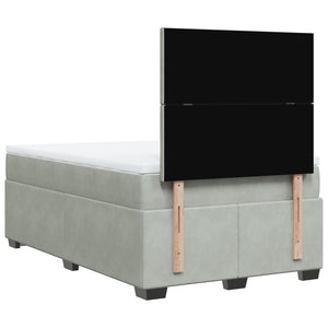 Κρεβάτι Boxspring με Στρώμα Ανοιχτό Γκρι 120x200 εκ. Βελούδινο