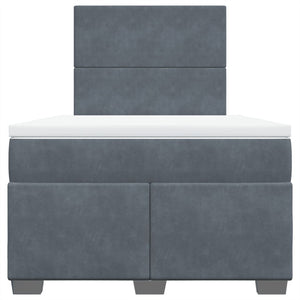 Κρεβάτι Boxspring με Στρώμα Σκούρο Γκρι 120x200 εκ. Βελούδινο - Pakobazaar