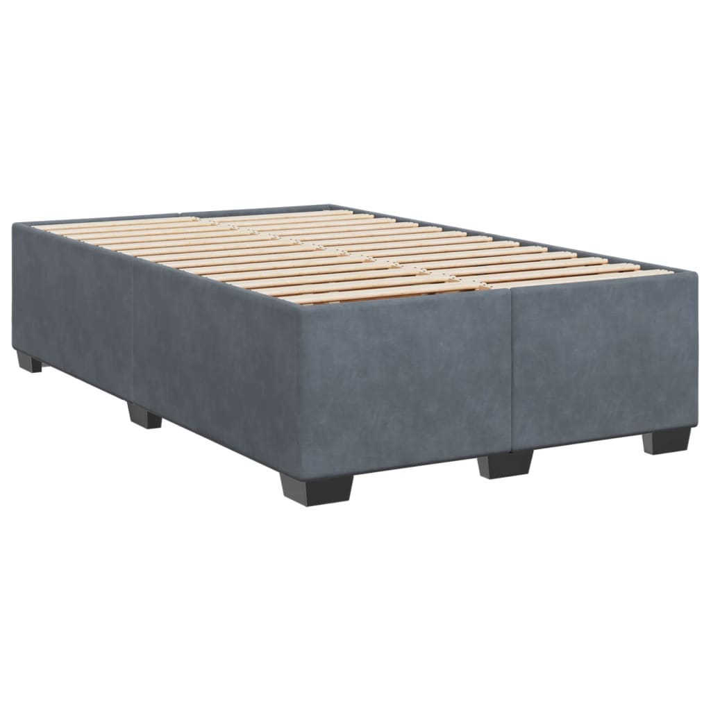 Κρεβάτι Boxspring με Στρώμα Σκούρο Γκρι 120x200 εκ. Βελούδινο - Pakobazaar