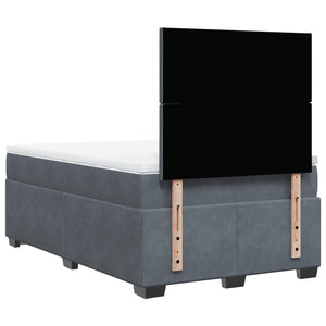 Κρεβάτι Boxspring με Στρώμα Σκούρο Γκρι 120x200 εκ. Βελούδινο - Pakobazaar