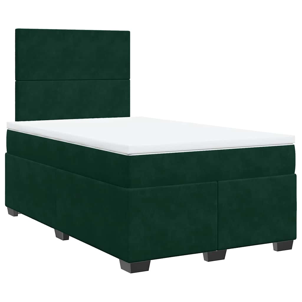 Κρεβάτι Boxspring με Στρώμα Σκούρο Πράσινο 120x200εκ. Βελούδινο