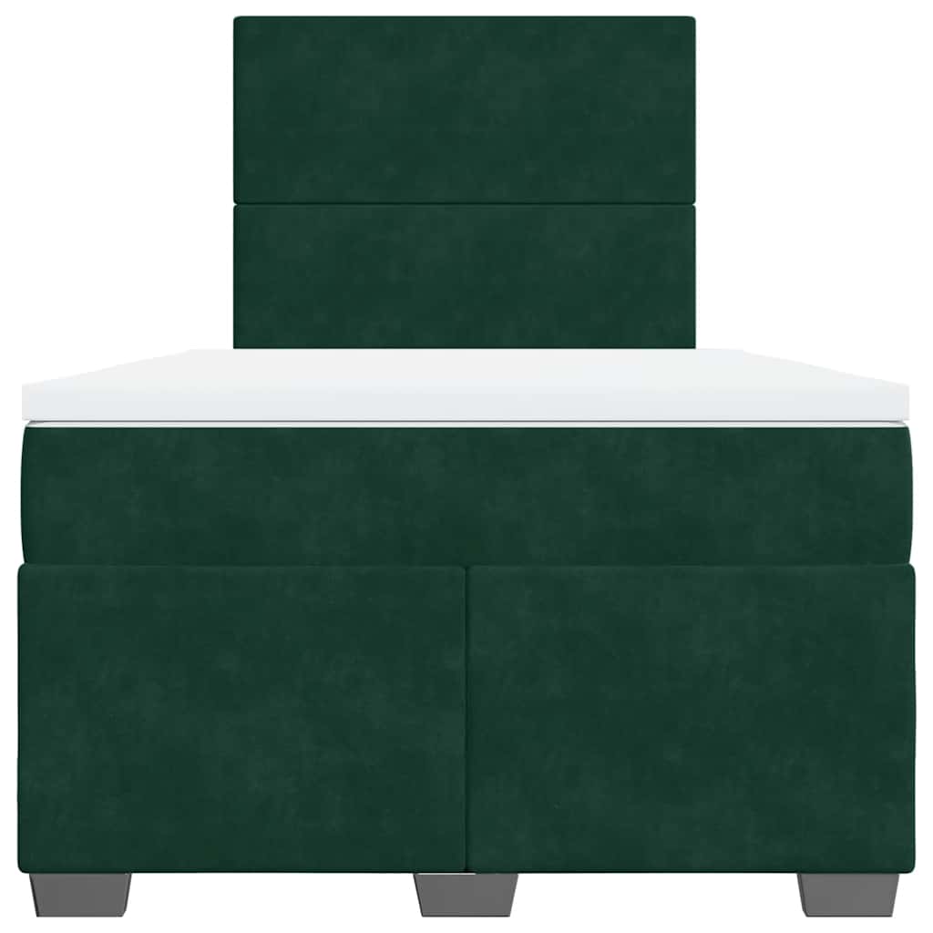 Κρεβάτι Boxspring με Στρώμα Σκούρο Πράσινο 120x200εκ. Βελούδινο