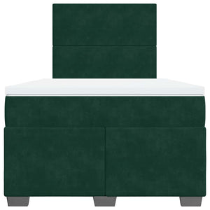 Κρεβάτι Boxspring με Στρώμα Σκούρο Πράσινο 120x200εκ. Βελούδινο