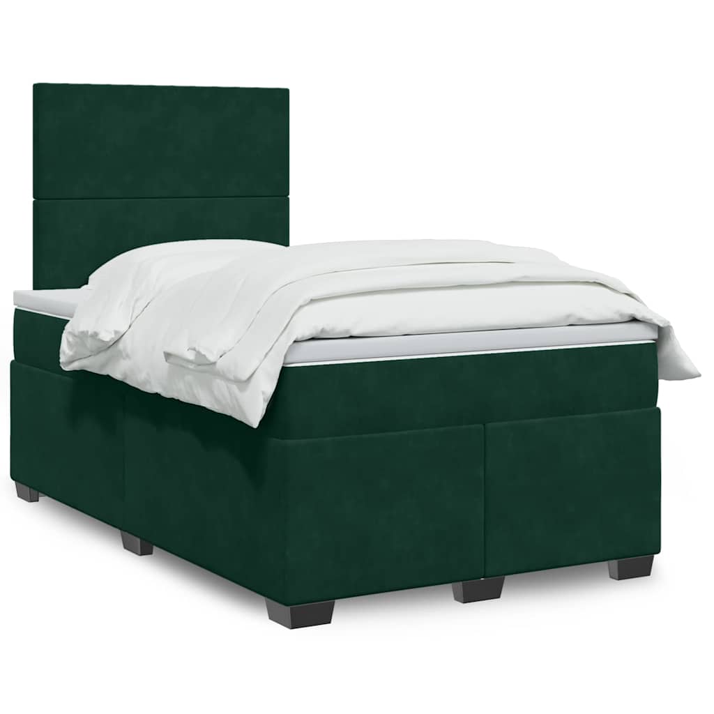 Κρεβάτι Boxspring με Στρώμα Σκούρο Πράσινο 120x200εκ. Βελούδινο