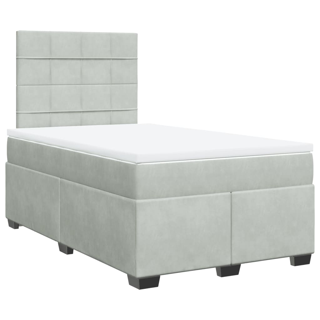 Κρεβάτι Boxspring με Στρώμα Ανοιχτό Γκρι 120x200 εκ. Βελούδινο