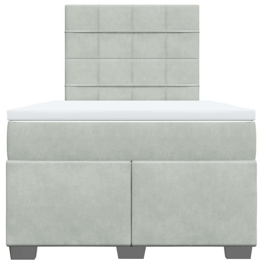 Κρεβάτι Boxspring με Στρώμα Ανοιχτό Γκρι 120x200 εκ. Βελούδινο