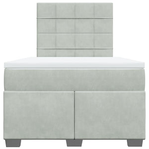 Κρεβάτι Boxspring με Στρώμα Ανοιχτό Γκρι 120x200 εκ. Βελούδινο