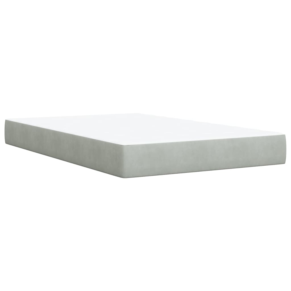 Κρεβάτι Boxspring με Στρώμα Ανοιχτό Γκρι 120x200 εκ. Βελούδινο