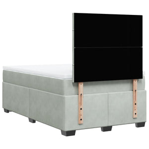 Κρεβάτι Boxspring με Στρώμα Ανοιχτό Γκρι 120x200 εκ. Βελούδινο