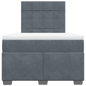 Κρεβάτι Boxspring με Στρώμα Σκούρο Γκρι 120x200 εκ. Βελούδινο - Pakobazaar