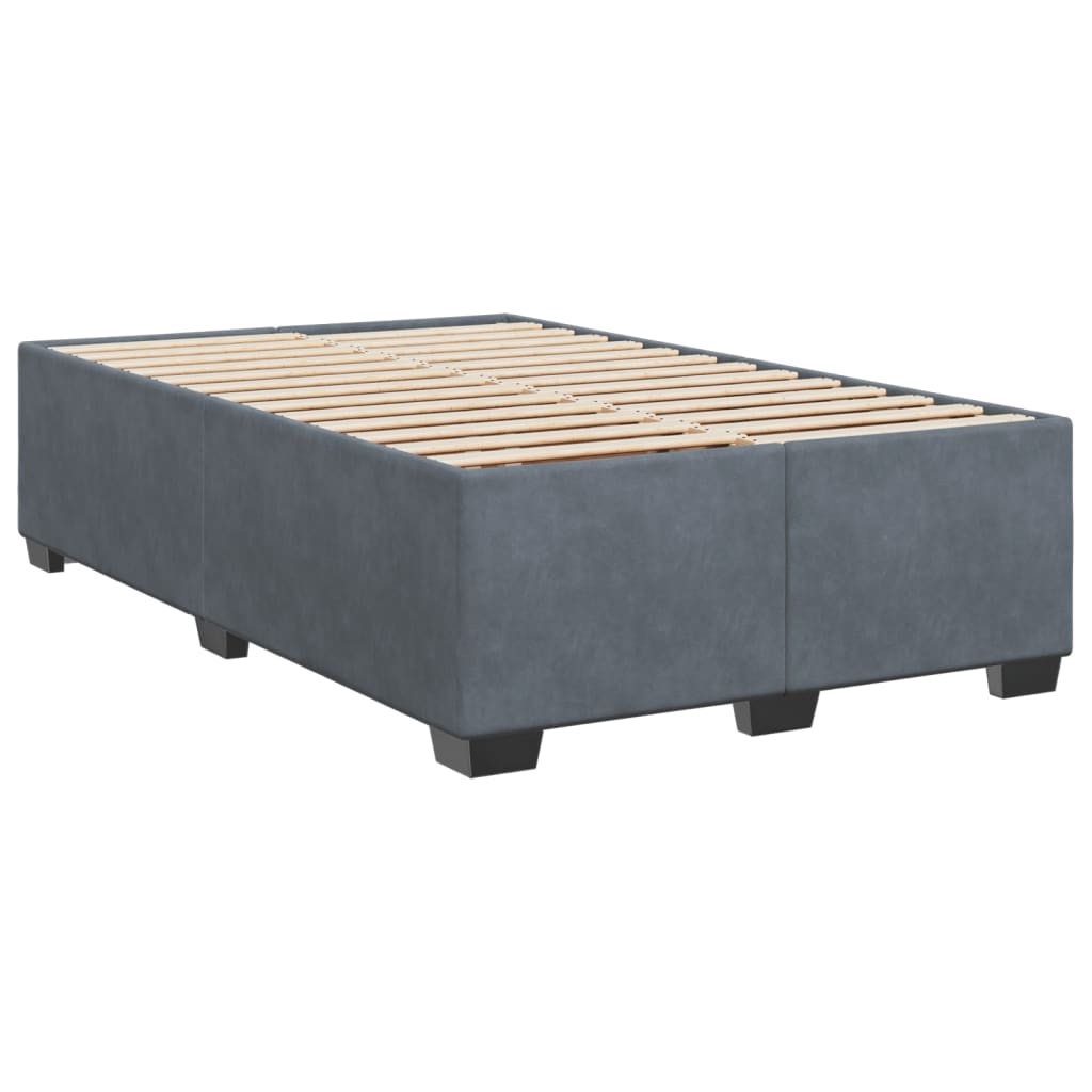 Κρεβάτι Boxspring με Στρώμα Σκούρο Γκρι 120x200 εκ. Βελούδινο - Pakobazaar