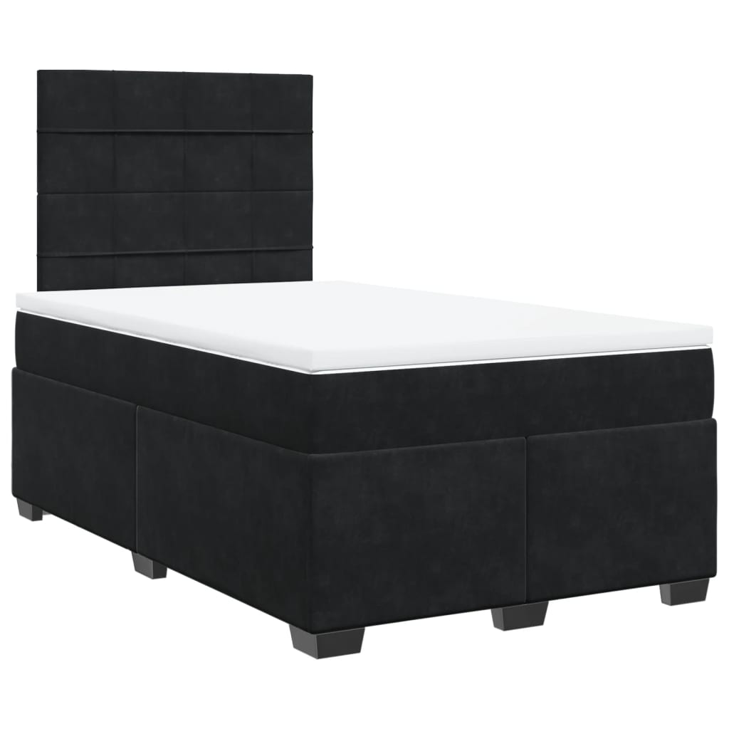 Κρεβάτι Boxspring με Στρώμα Μαύρο 120 x 200 εκ. Βελούδινο