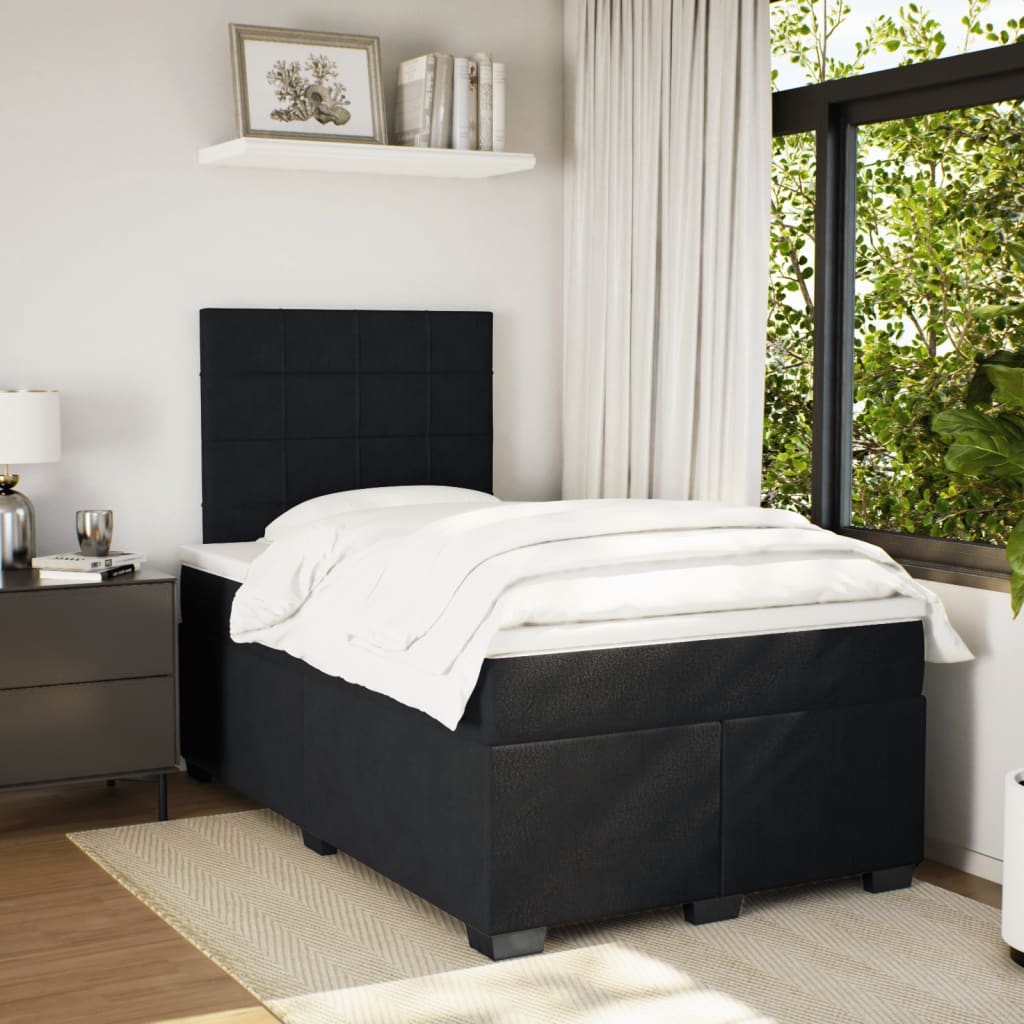 Κρεβάτι Boxspring με Στρώμα Μαύρο 120 x 200 εκ. Βελούδινο