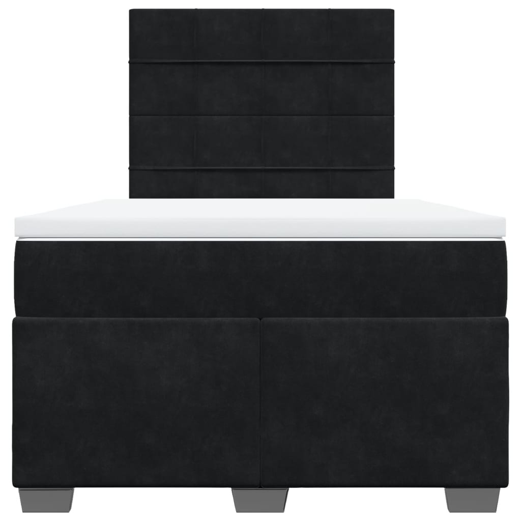 Κρεβάτι Boxspring με Στρώμα Μαύρο 120 x 200 εκ. Βελούδινο