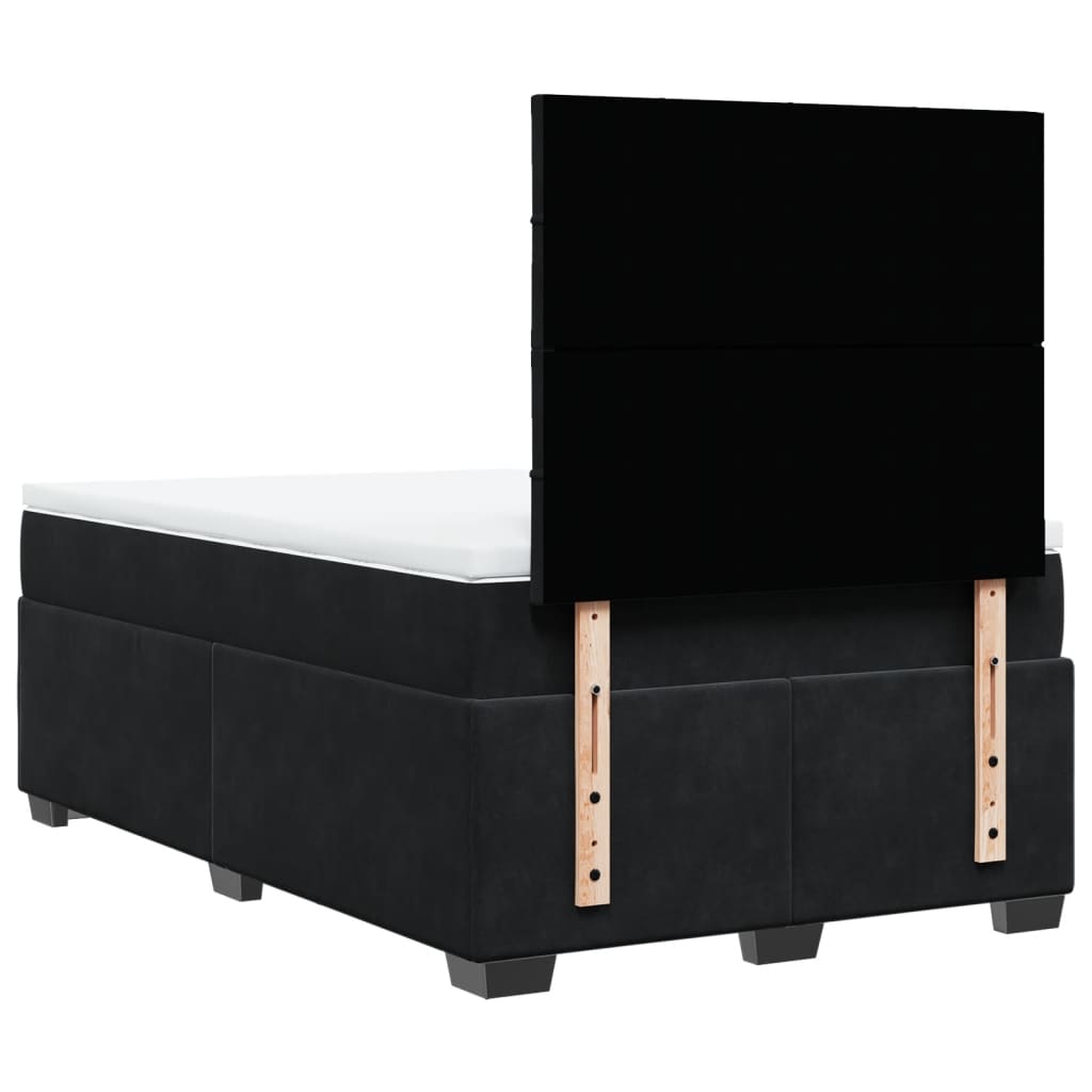 Κρεβάτι Boxspring με Στρώμα Μαύρο 120 x 200 εκ. Βελούδινο