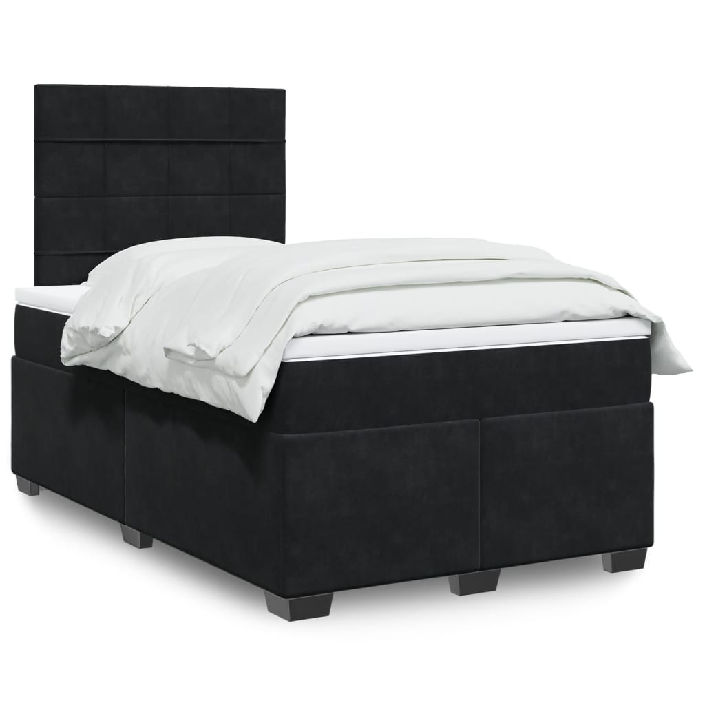 Κρεβάτι Boxspring με Στρώμα Μαύρο 120 x 200 εκ. Βελούδινο