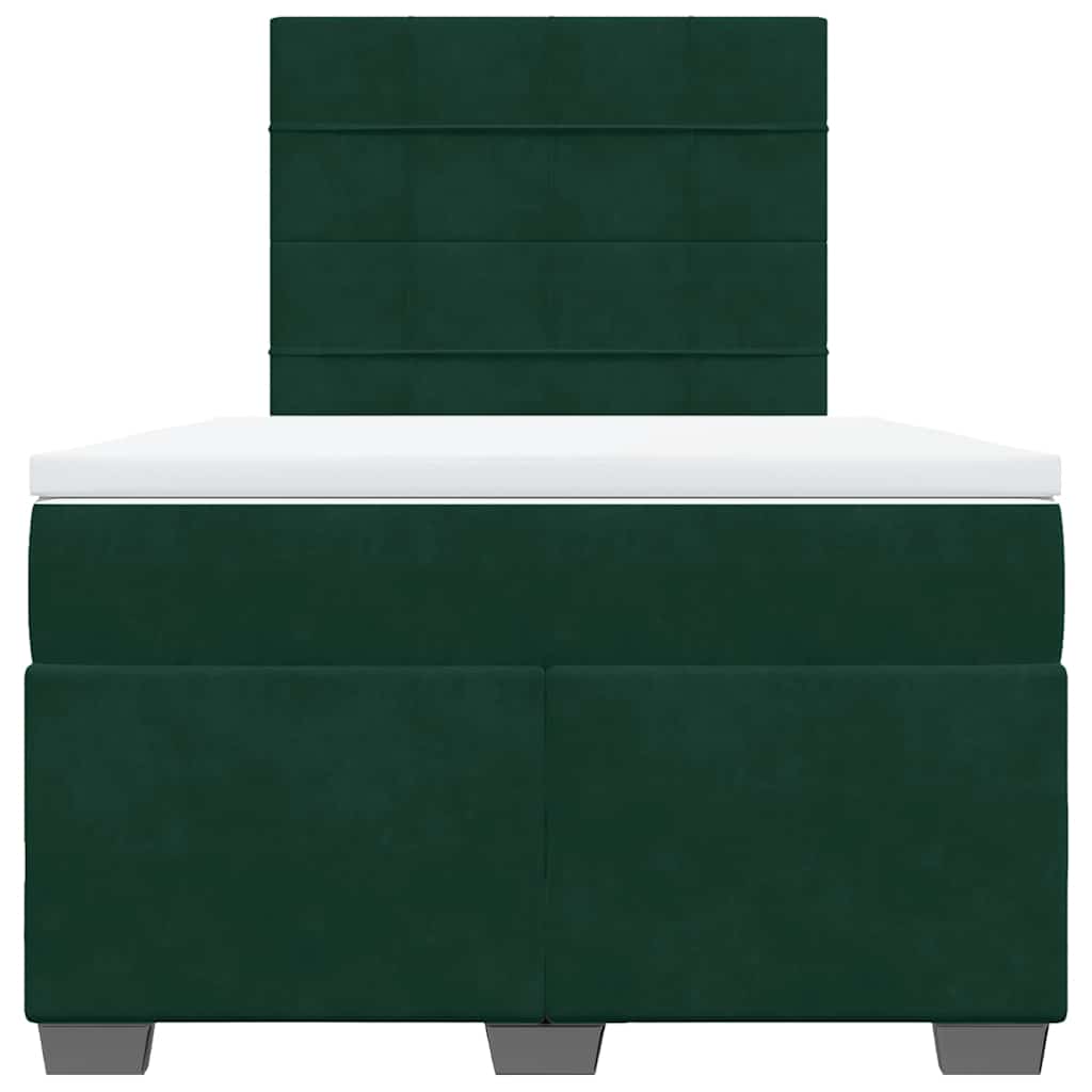 Κρεβάτι Boxspring με Στρώμα Σκούρο Πράσινο 120x200εκ. Βελούδινο