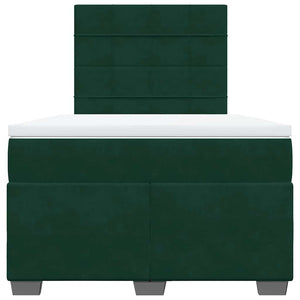 Κρεβάτι Boxspring με Στρώμα Σκούρο Πράσινο 120x200εκ. Βελούδινο