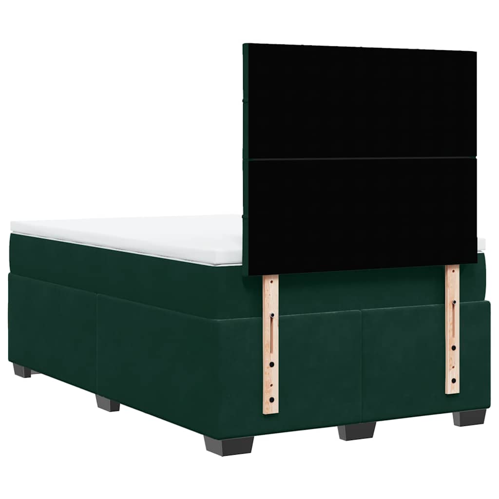 Κρεβάτι Boxspring με Στρώμα Σκούρο Πράσινο 120x200εκ. Βελούδινο