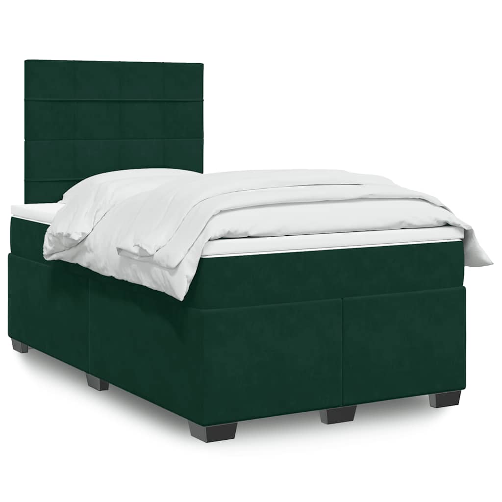 Κρεβάτι Boxspring με Στρώμα Σκούρο Πράσινο 120x200εκ. Βελούδινο