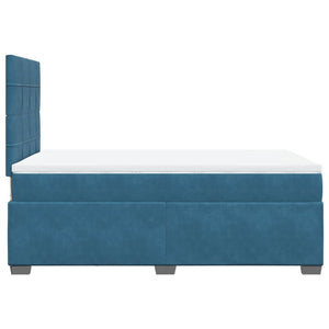 Κρεβάτι Boxspring με Στρώμα Μπλε 120x200 εκ. Βελούδινο - Pakobazaar