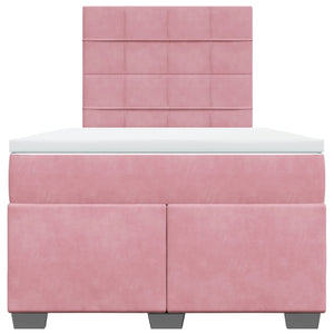 Κρεβάτι Boxspring με Στρώμα Ροζ 120x200 εκ. Βελούδινο