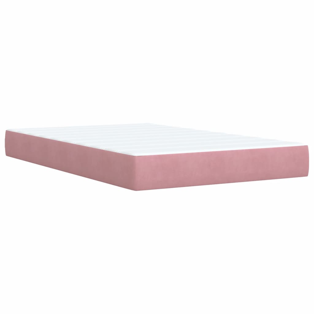 Κρεβάτι Boxspring με Στρώμα Ροζ 120x200 εκ. Βελούδινο