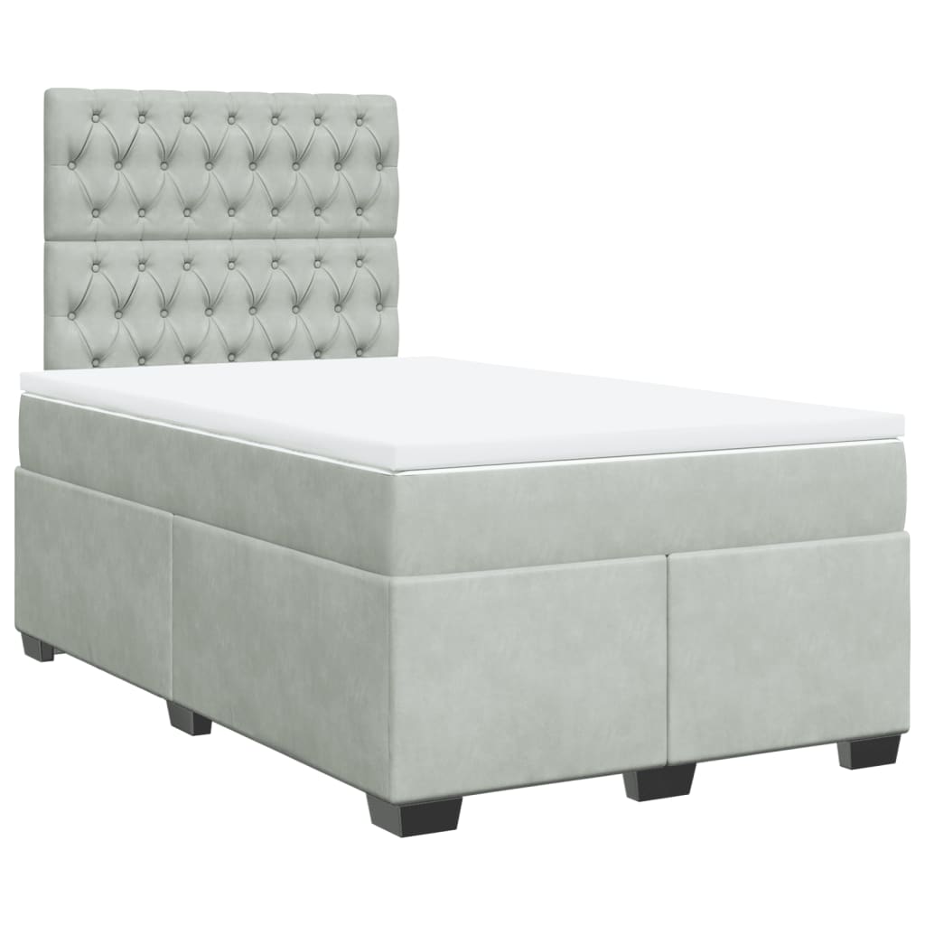 Κρεβάτι Boxspring με Στρώμα Ανοιχτό Γκρι 120x200 εκ. Βελούδινο - Pakobazaar