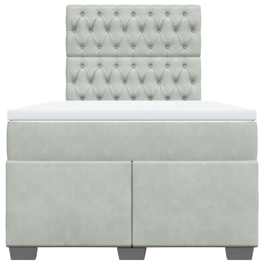 Κρεβάτι Boxspring με Στρώμα Ανοιχτό Γκρι 120x200 εκ. Βελούδινο - Pakobazaar