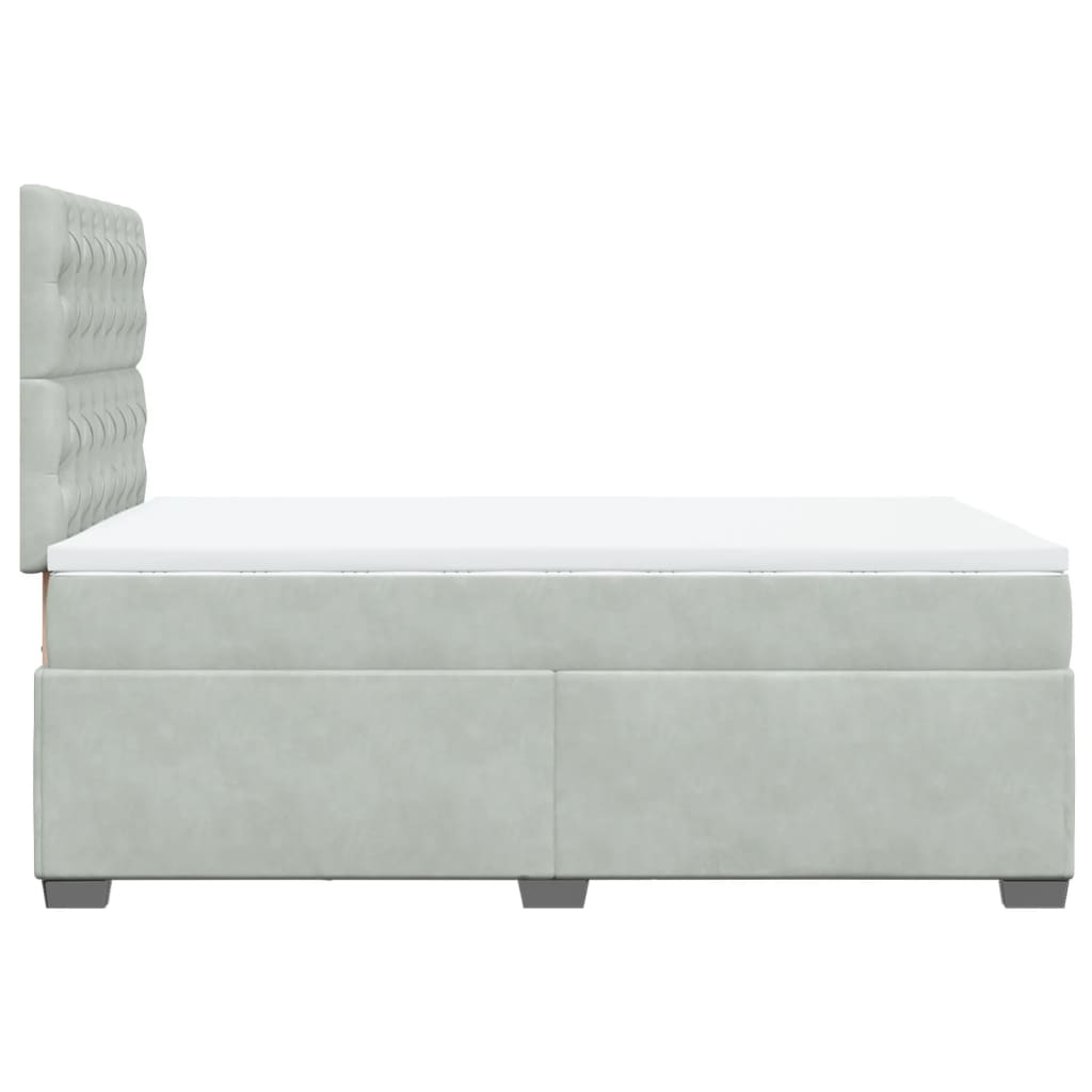 Κρεβάτι Boxspring με Στρώμα Ανοιχτό Γκρι 120x200 εκ. Βελούδινο - Pakobazaar